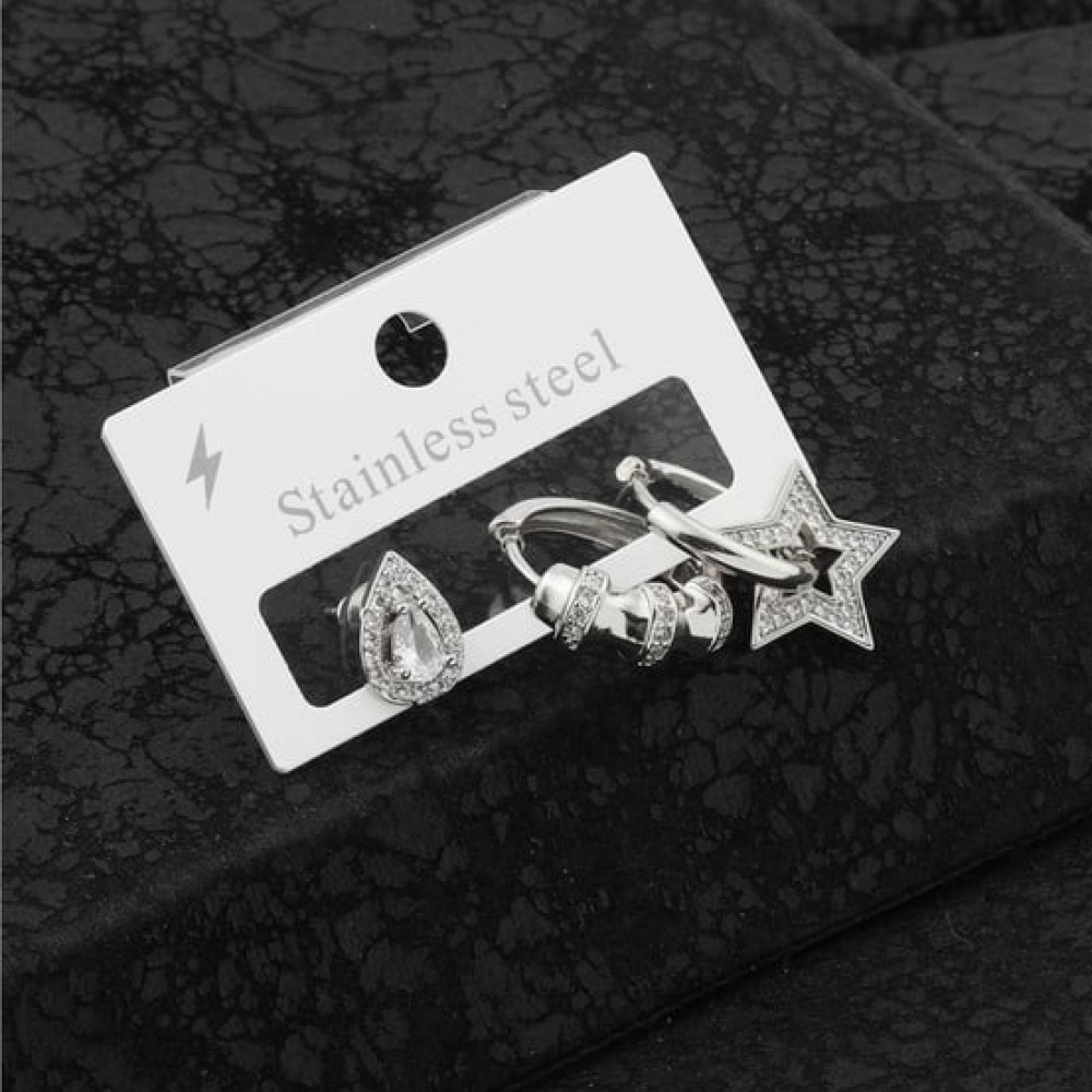 Çelik Üçlü Silver Küpe Çelik Üçlü Silver Küpe